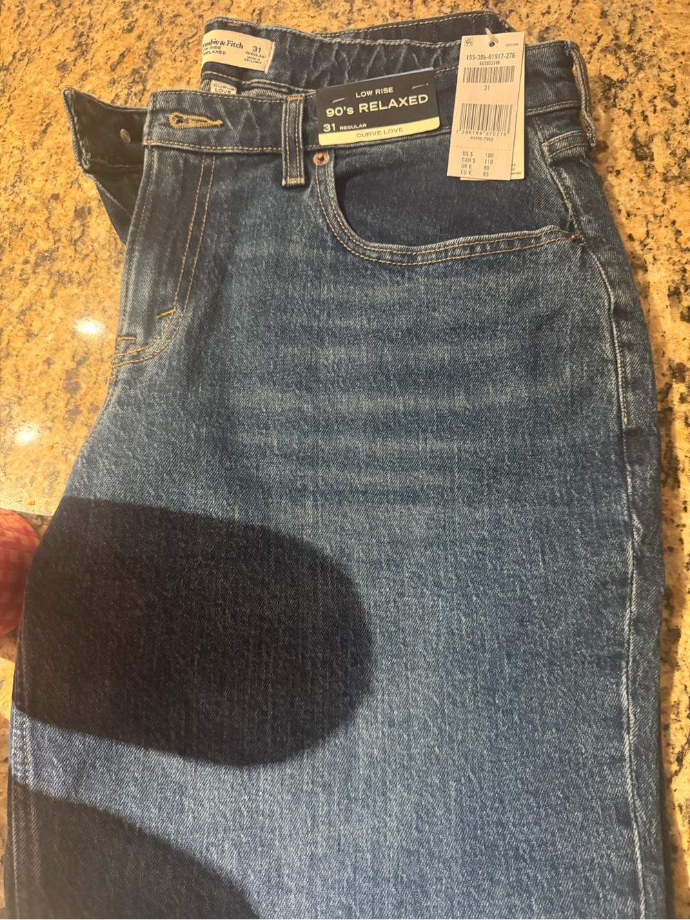 Abercrombie & Fitch 90's Relaxed Low Rise Jeans - Dark Blue - Picture 4 of 4